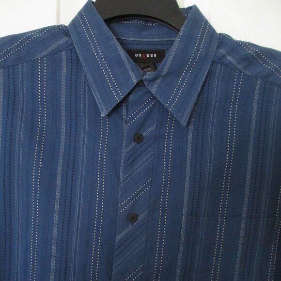 Axcess Mens L/S Blue Cotton Dress or Casual Shirt - Size 16/34 or Large - Picture 1 of 3